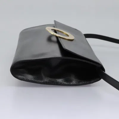 Pre-owned Celine Céline Logo Du Cercle Black Leather Shoulder Bag ()