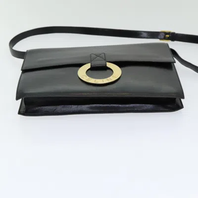 Pre-owned Celine Céline Logo Du Cercle Black Leather Shoulder Bag ()