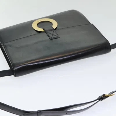 Pre-owned Celine Céline Logo Du Cercle Black Leather Shoulder Bag ()