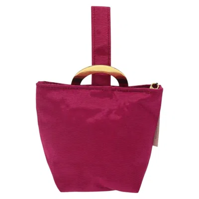 Pre-owned Celine Céline Logo Du Cercle Pink Nylon Clutch Bag ()