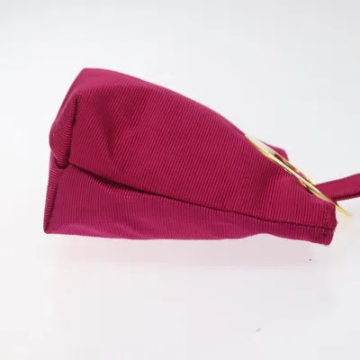 Pre-owned Celine Céline Logo Du Cercle Pink Nylon Clutch Bag ()
