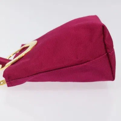 Pre-owned Celine Céline Logo Du Cercle Pink Nylon Clutch Bag ()