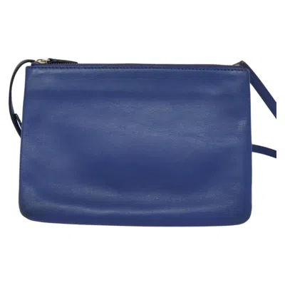 Pre-owned Celine Céline Trio Navy Leather Shoulder Bag ()