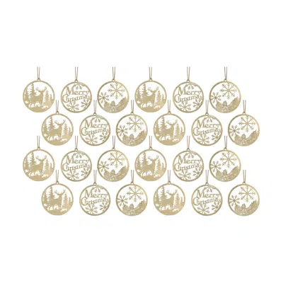 Melrose International Gold Metal Cut Out Rustic Tree Ornaments (set Of 24) - Gold