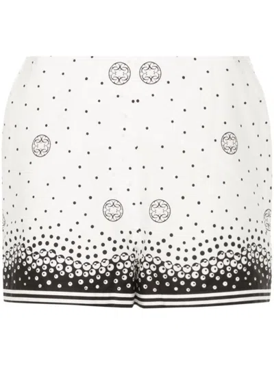 Elie Saab Dynamic Printed Shorts With Contrasting Hem In White