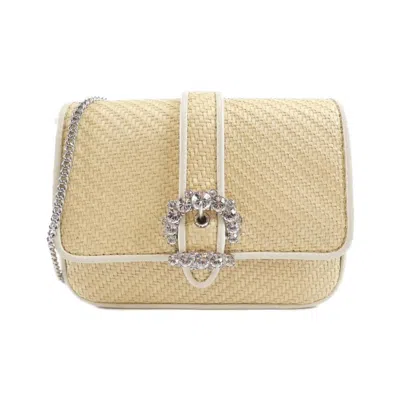 Pre-owned Jimmy Choo Raffia Shoulder Bag () In White