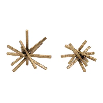 Melrose International Abstract Textured Metal Sculpture (set Of 4) - Gold