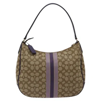 Pre-owned Coach Signature Beige Canvas Shoulder Bag ()