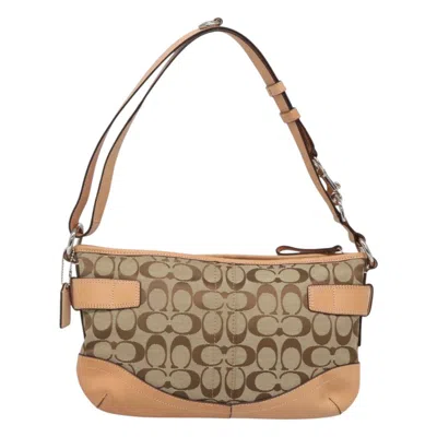 Pre-owned Coach Signature Beige Canvas Shoulder Bag ()