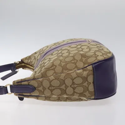 Pre-owned Coach Signature Beige Canvas Shoulder Bag ()