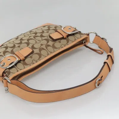 Pre-owned Coach Signature Beige Canvas Shoulder Bag ()