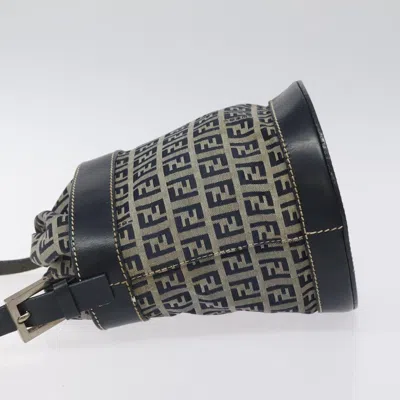 Pre-owned Fendi Palazzo Bucket Navy Canvas Shoulder Bag ()