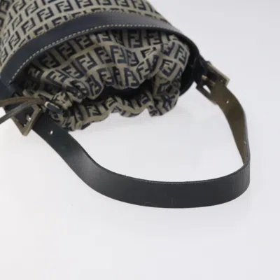 Pre-owned Fendi Palazzo Bucket Navy Canvas Shoulder Bag ()