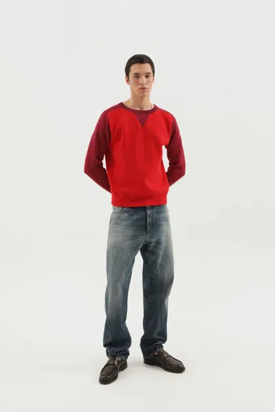 1989 Studio Stone Island Midnight Blue Nylon Bomber Jacket In Red