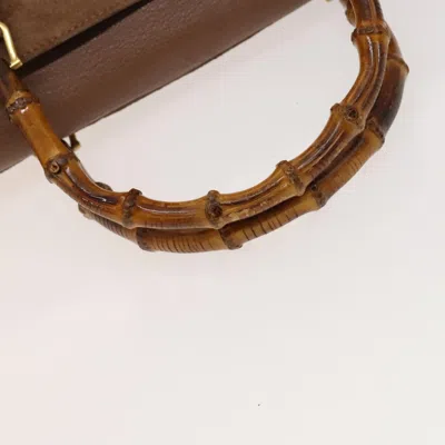 Pre-owned Gucci Bamboo Brown Suede Tote Bag ()