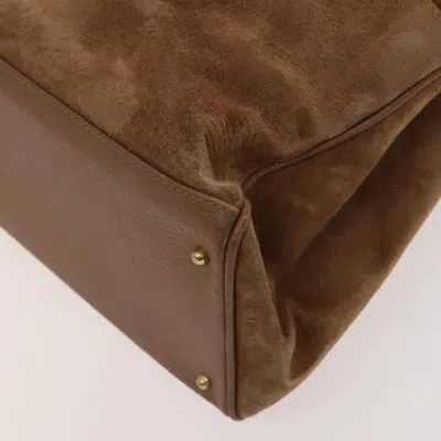 Pre-owned Gucci Bamboo Brown Suede Tote Bag ()