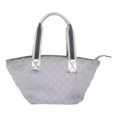 Pre-owned Gucci Gg Canvas Silver Canvas Tote Bag ()