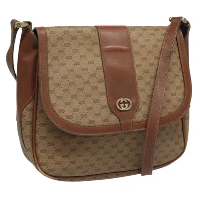 Pre-owned Gucci Micro Small Gg Canvas Brown Canvas Shoulder Bag ()
