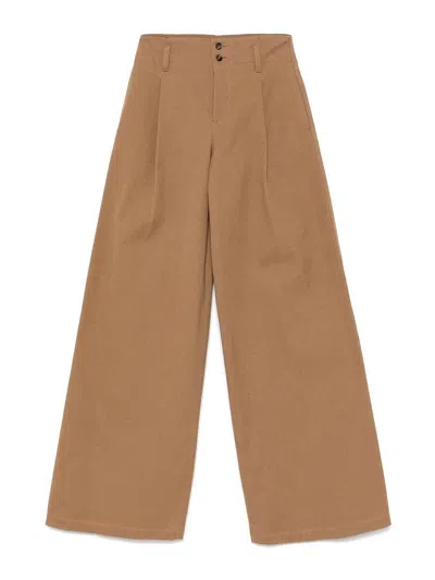 Chloé Cotton Canvas Wide Pants In Brown