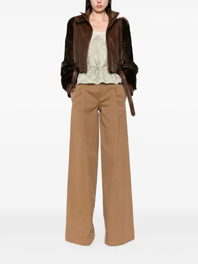 Chloé Cotton Canvas Wide Pants In Brown