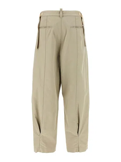 Dsquared2 Tailored Pleated Trousers With Button Detailing In Neutral