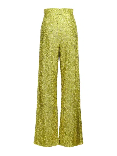 Ermanno Scervino High Waist Sequin Embellished Wide Leg Trousers In Green