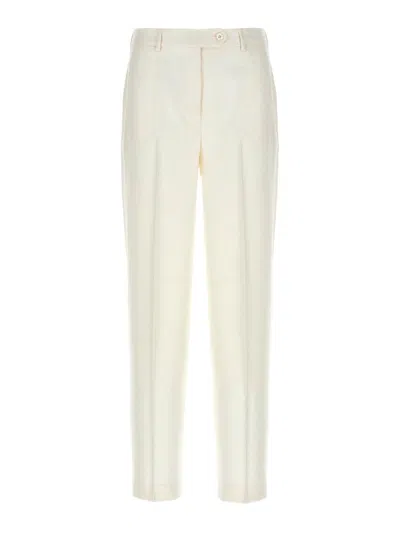 Kiton Slim Fit Trousers Featuring Front Pleats In White