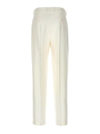 Kiton Slim Fit Trousers Featuring Front Pleats In White