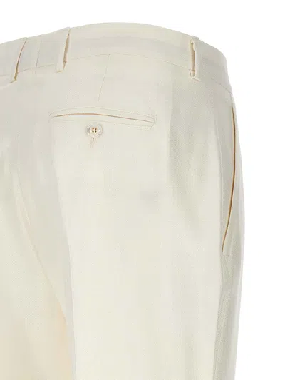 Kiton Slim Fit Trousers Featuring Front Pleats In White