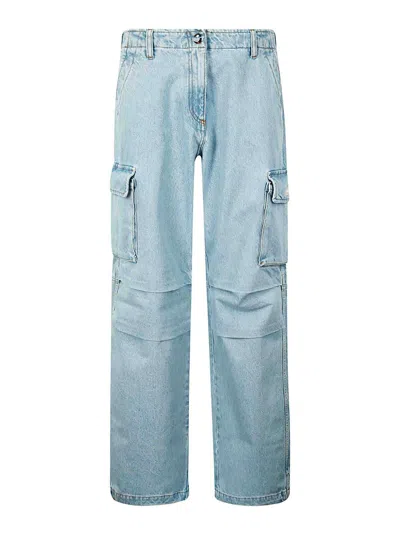 Coperni Denim Wide Leg Cargo Pants In Blue