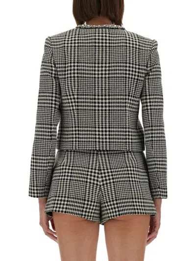 Self-portrait Houndstooth Cropped Jacket In Multi