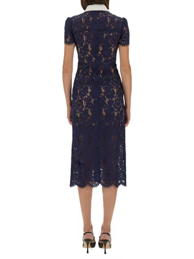 Self-portrait Navy Blue Dress With Front Button Fastening In Blue