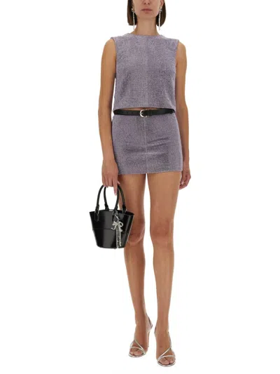 Self-portrait Metal Mesh Top In Purple