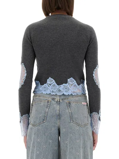 Self-portrait Self Portrait Women Contrast Lace Sweater In Gray