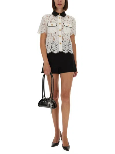 Self-portrait Floral Lace Cropped Top In White