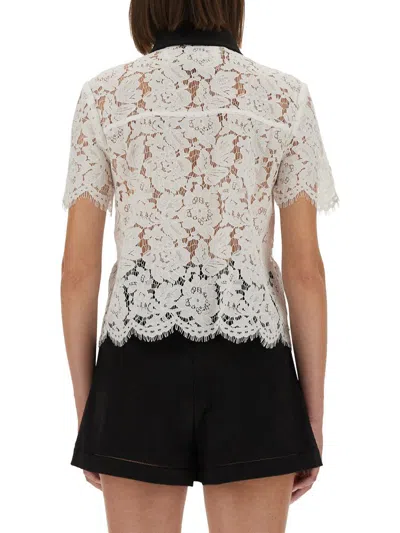 Self-portrait Floral Lace Cropped Top In White