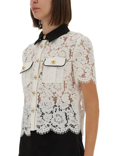 Self-portrait Floral Lace Cropped Top In White