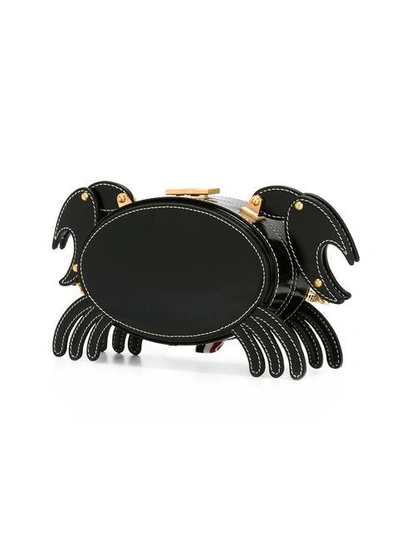 Shop Thom Browne Crab Icon Calfskin Clutch Bag In 001 Black
