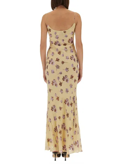 Self-portrait Long Dress With Floral Pattern In Neutral