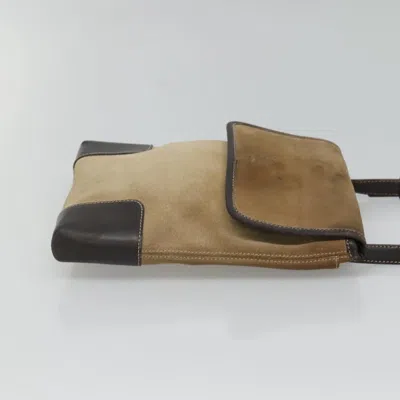 Pre-owned Loewe Anagram Beige Suede Shoulder Bag ()