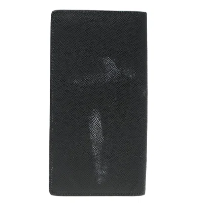 Pre-owned Louis Vuitton Brazza Black Leather Wallet  ()