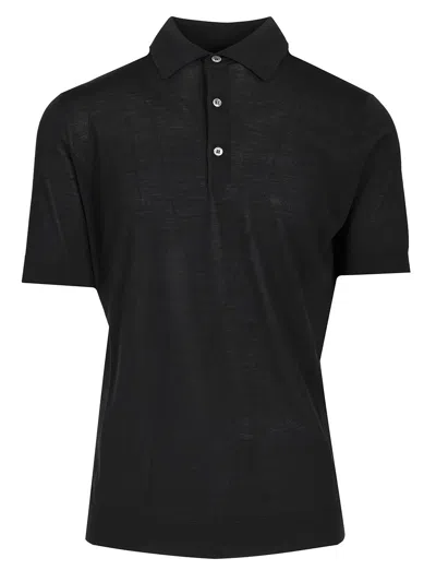 Filippo De Laurentiis 180s Wool Polo Knitwear Blue In Black