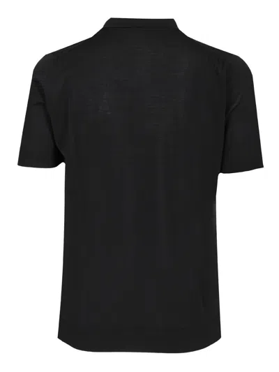 Filippo De Laurentiis 180s Wool Polo Knitwear Blue In Black