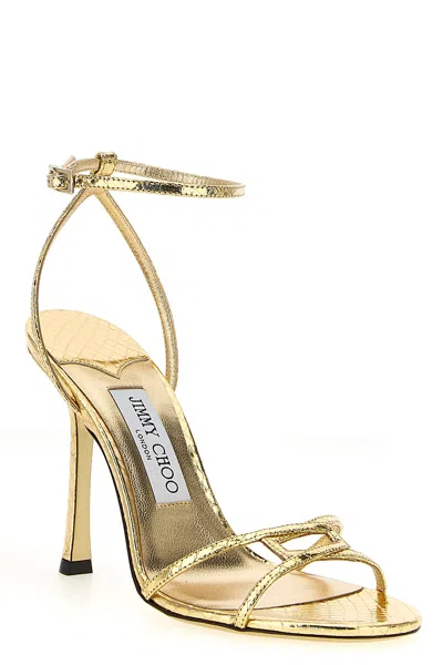 Jimmy Choo 1998 Leo 100 Gold Leather Sandals In Gold