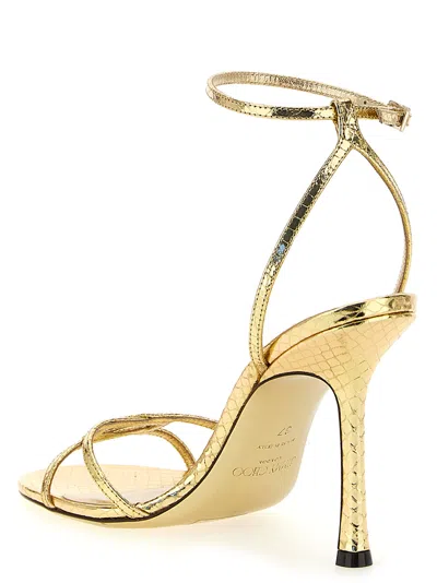 Jimmy Choo 1998 Leo 100 Gold Leather Sandals In Gold