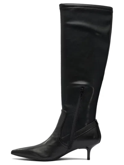 Pinko Black Leather Ankle Boots
