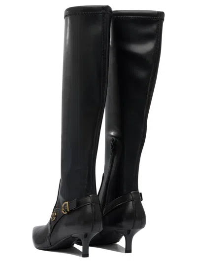 Pinko Black Leather Ankle Boots
