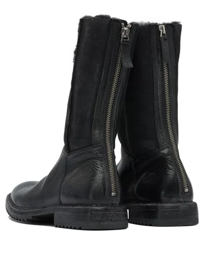 Moma Zip-detail Shearling-trim Boots In Black