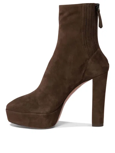Aquazzura Saint Honore 120 Platform Suede Boots In Multi