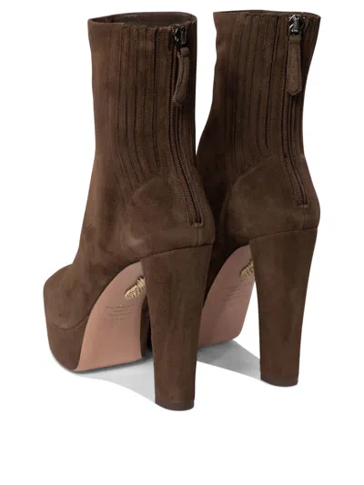 Aquazzura Saint Honore 120 Platform Suede Boots In Multi
